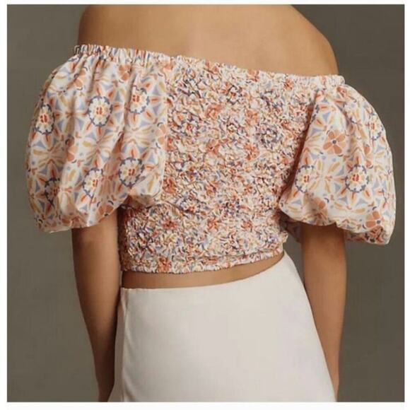 Dolan Off-the-Shoulder Textured Top in Orange Motif Size: 1X - Picture 8 of 8